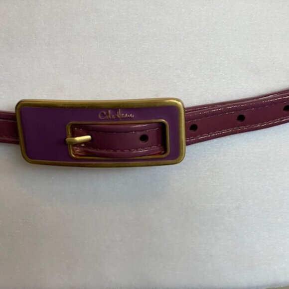COLE HAAN Womens Purple Logo Buckle Patent Slim Skinny Belt main image 10